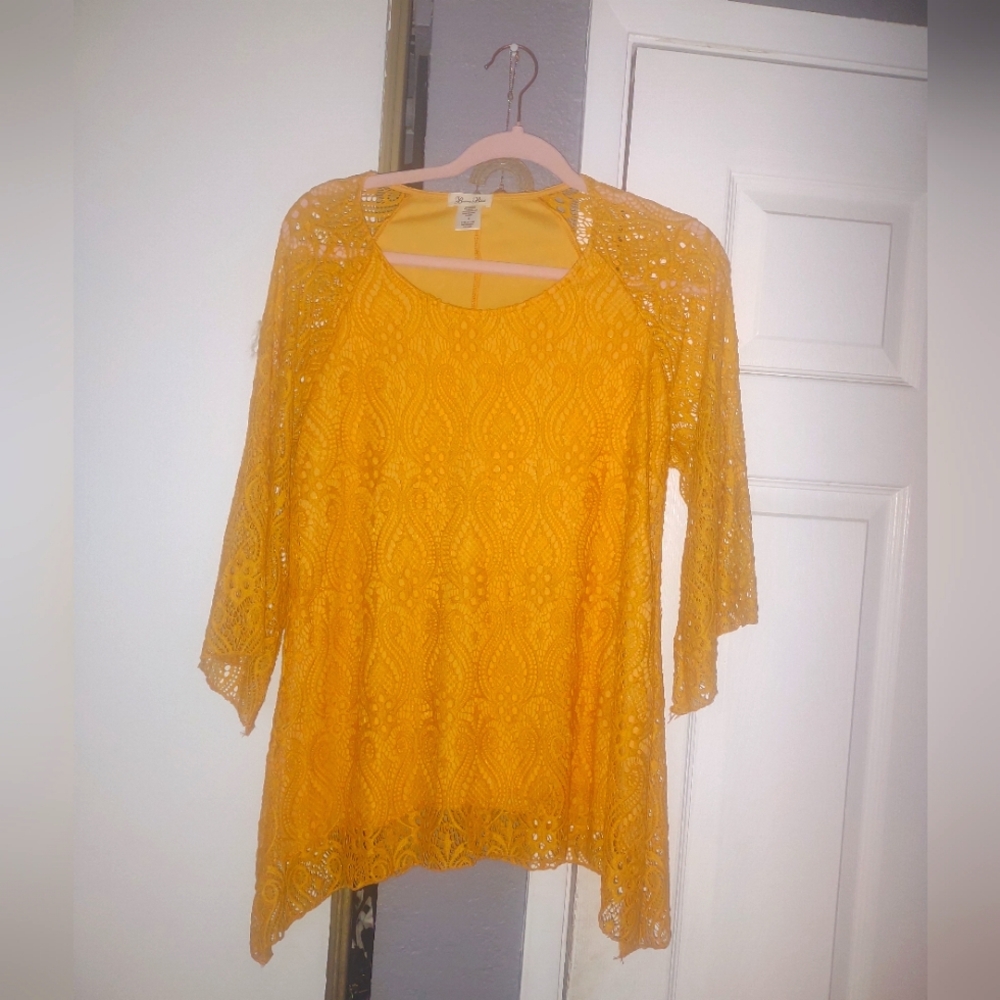 Women's Yellow Lace Top
